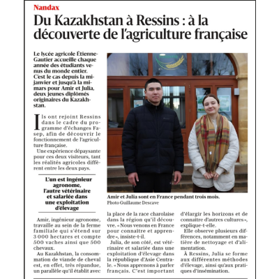 Deux stagiaires Kazakhs à Ressins